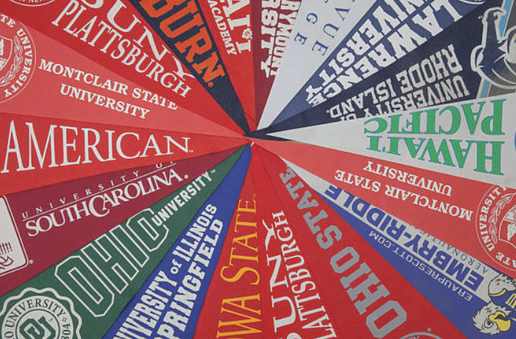  Image courtesy of iStock by Getty Images (College flags from universities all over the country)